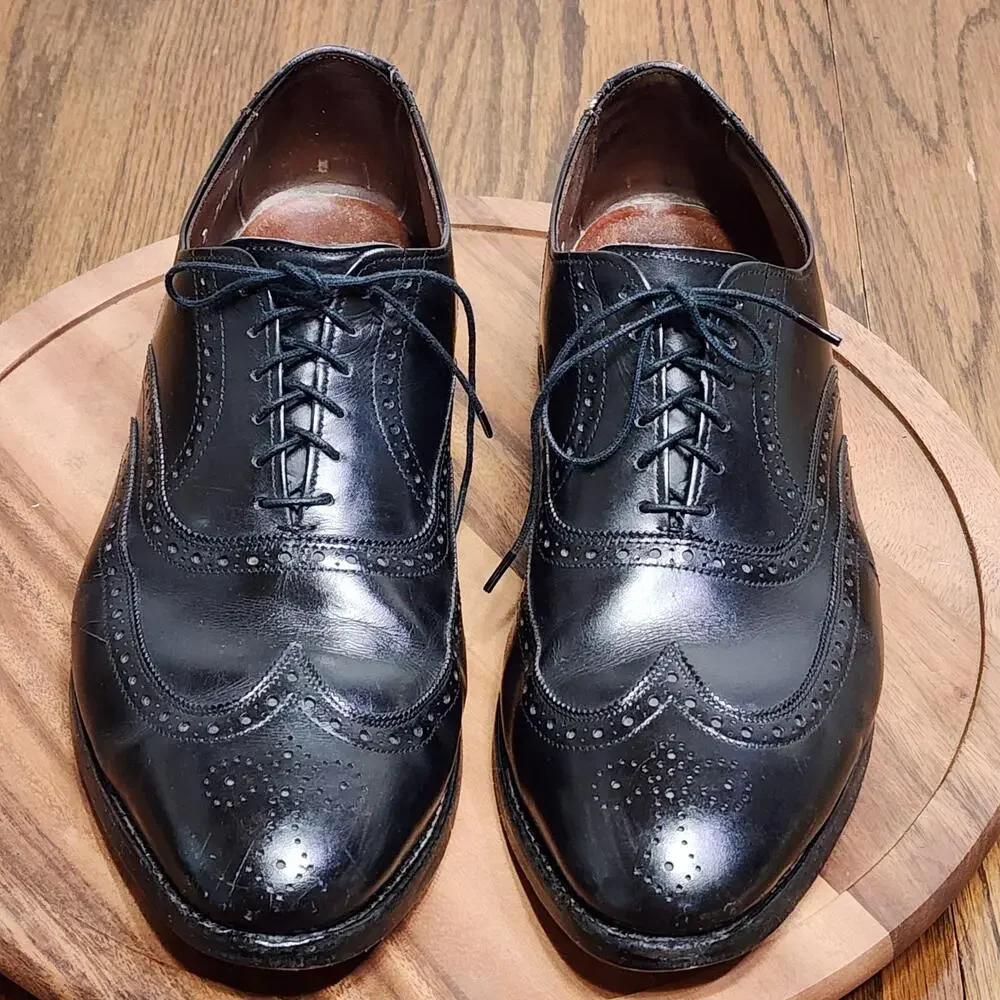Allen Edmonds Chester Dress Shoes Mens Size 9.5 D Black Leather Wingtip Oxford